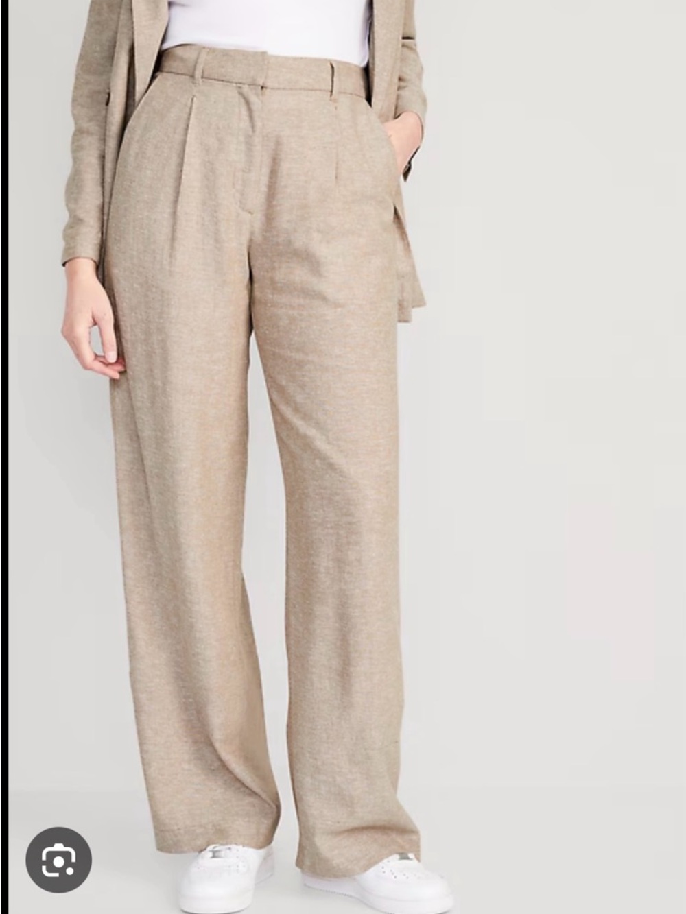 Old Navy Beige Linen Blend Taylor Trousers